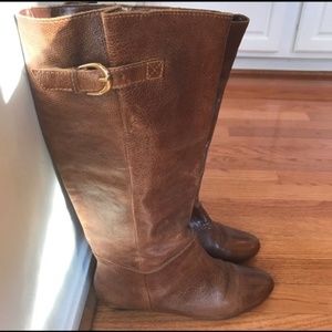 STEVEN Brown Leather Sz10 Wedge (1”) Boot